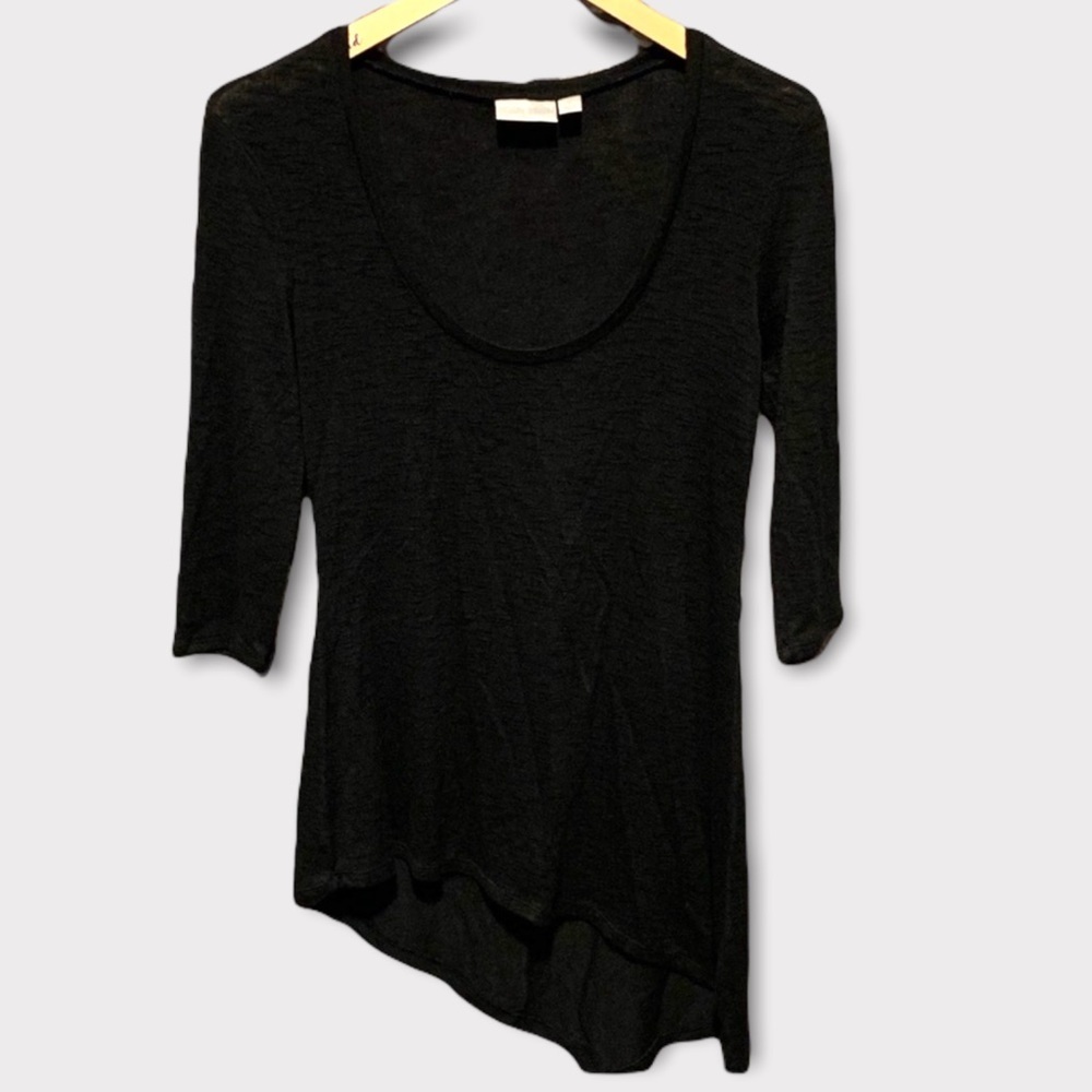 BisouBisou Black Asymmetric Scoop Neck Long Sleeve
